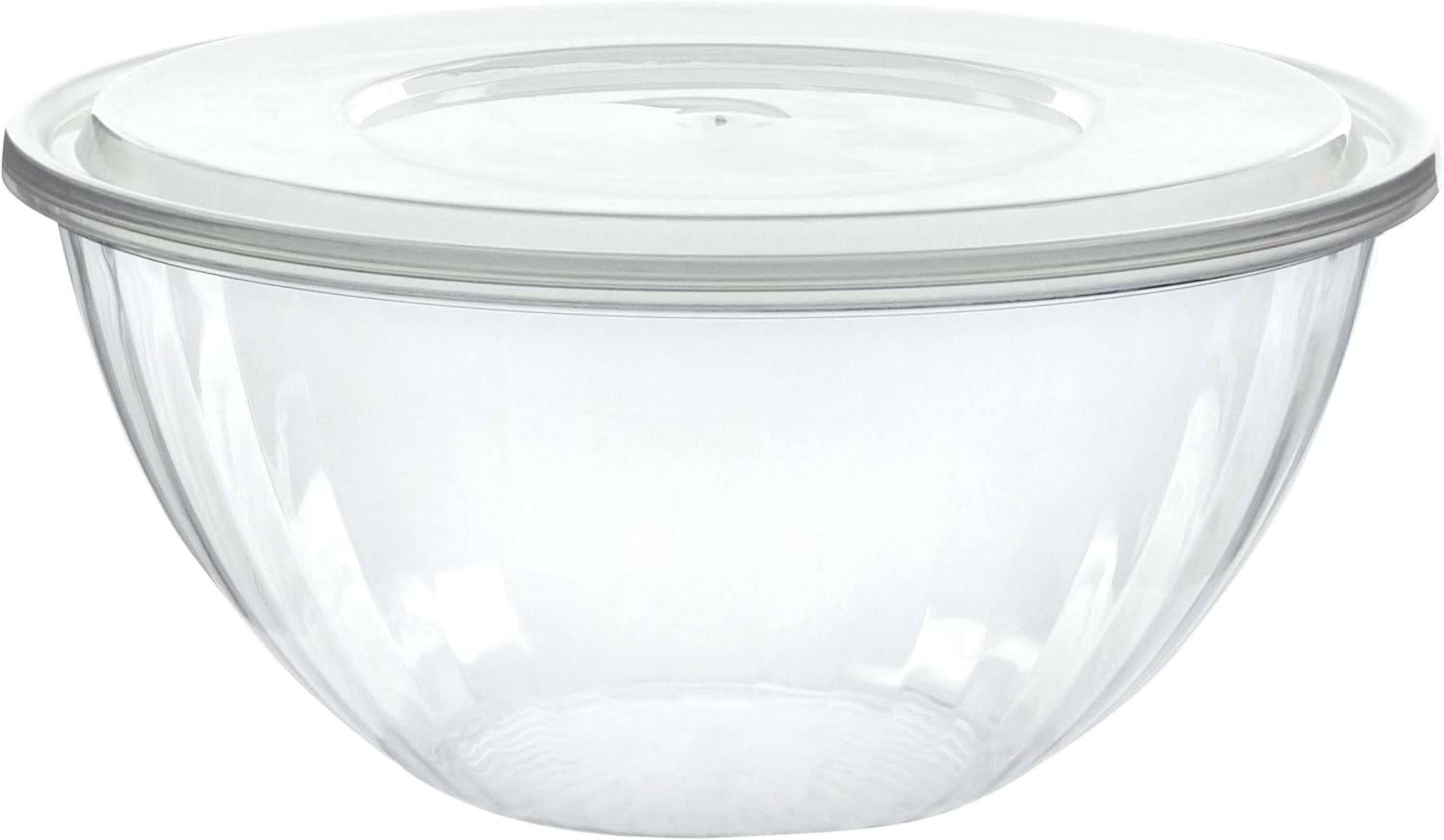 Clear Plastic Round Serving Bowls with Lids, Set of 4