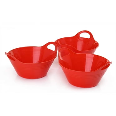 Plastic Bowls with Handles, 3 Pack (Small, 970 ml)