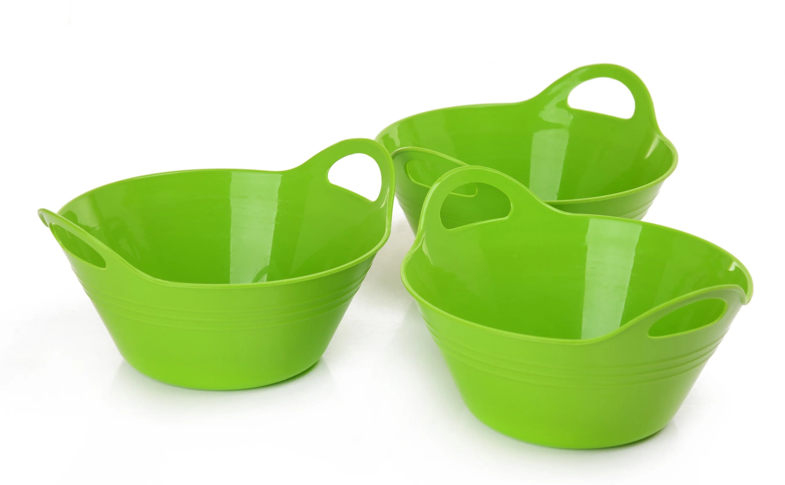 3pc Plastic Mixing Bowl Set with Pour Spots (no lids) Green - Figmint™