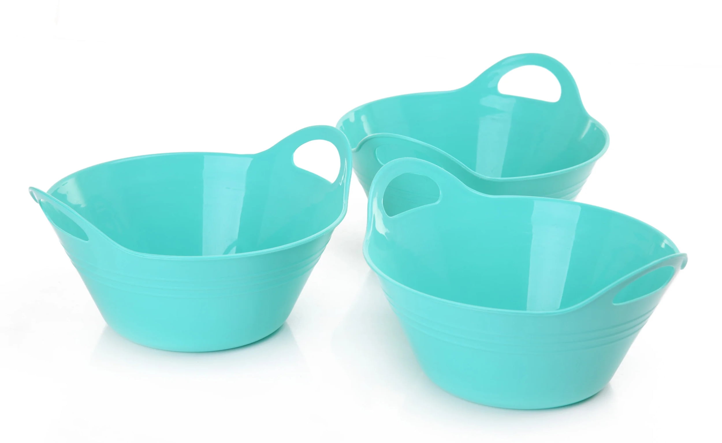 Plastic Bowls with Handles, 3 Pack (Small, 970 ml)