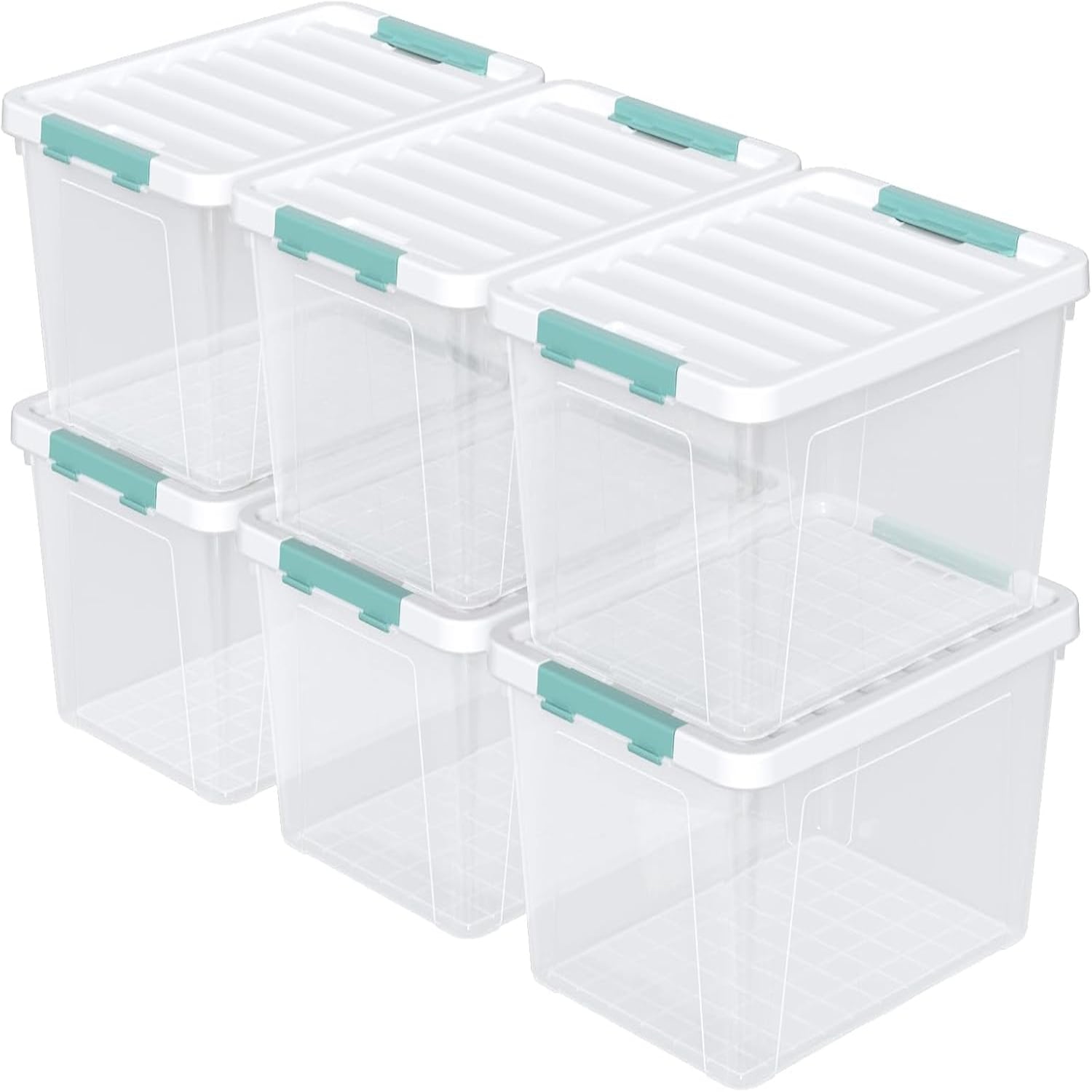 Plastic Box with Lids Clear Plastic Latching Bins 14 Quart Pack of 6