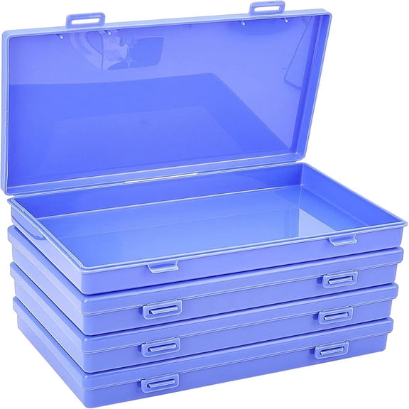 Plastic Boxes Bead Storage Containers Rectangle Blue Violet 17.5x11.2x2.7cm for DIY