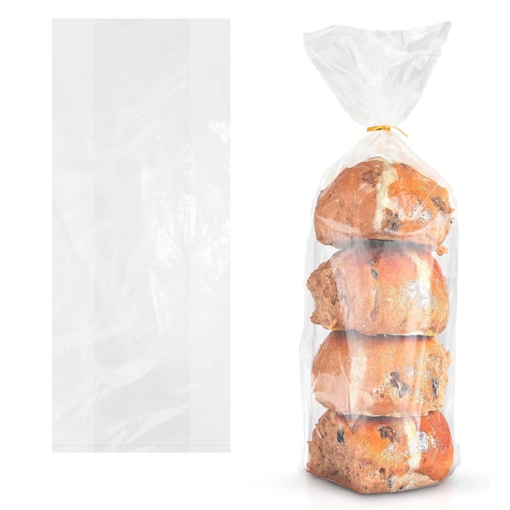Clear Gusseted Poly Bread Bags, 1 Mil Flat Bottom, 1000 Count, 4 x 2 x 12 in