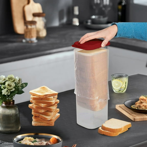 Plastic Bread Storage Container for Kitchen - Airtight Bread Box with Clear Lid for Loaf Cake Pastry - Reusable Bread Dispenser Organizer Bin for Countertop - Bread Keeper for Freshness