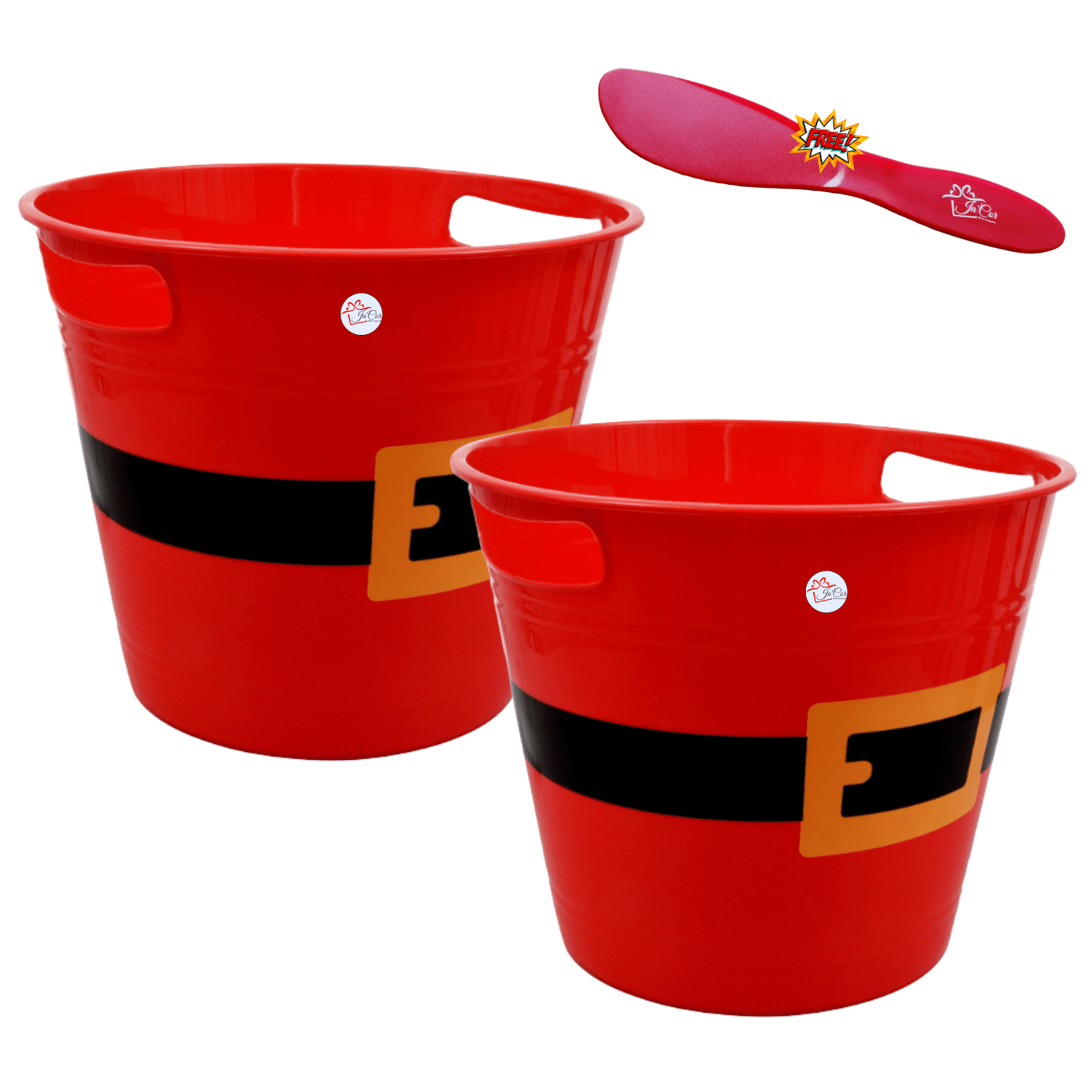 Red Oval Bucket with Handle Sentiment Plastic Buckets Handles Gifts Gift  Baskets Storage Party Favor Containers Holiday Decorations with