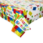 Plastic Building Blocks Party Tablecloth, 84 x 54in