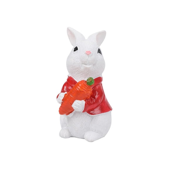 A Plastic Bunny Rabbit Figurine Ornament With Fine Textured Finish, Lifelike Animal Form And Detailed Appearance For Garden Tabletop And Shelf Display 4.92X3.35X3.35In