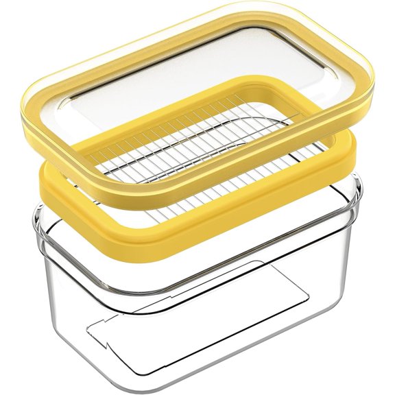 Plastic Butter Slicer, Large Airtight Butter Dish Container with Lid for Fridge, Easy to Cut & Store