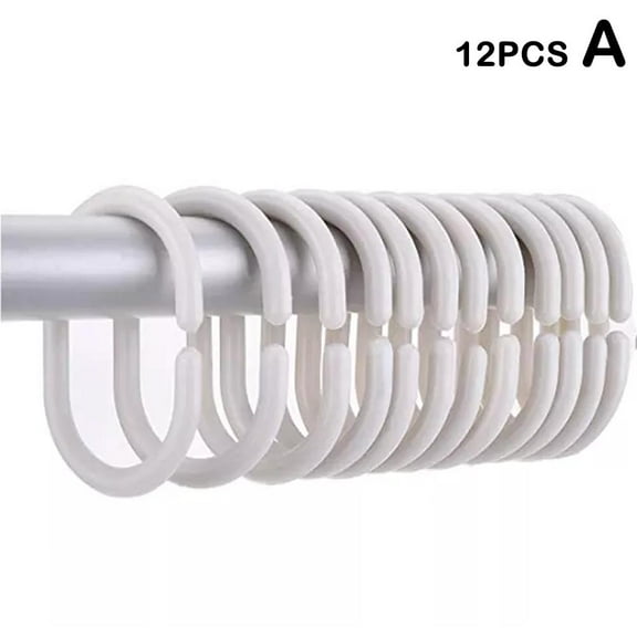 Plastic C Shaped Shower Curtain Hooks White C Type Curtain Bathroom Hanger Drape A9S7 Glide Hook Shower Loop Liner Clip
