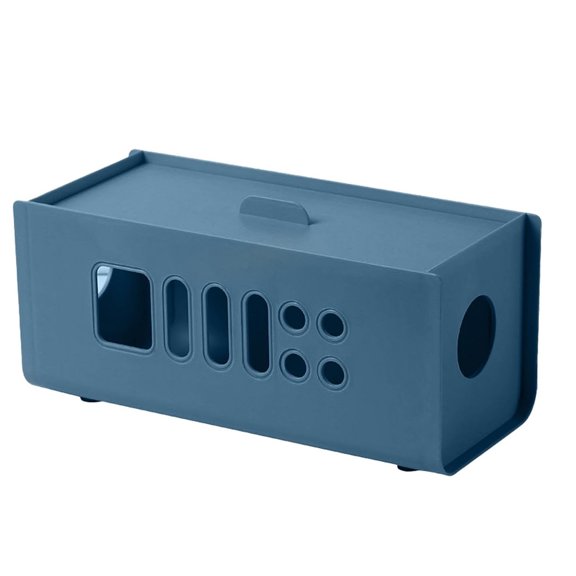 Plastic Cable Management Box Tabletop Cord Organizer TV Computer Power Cord Storage Box for HouseholdBlue