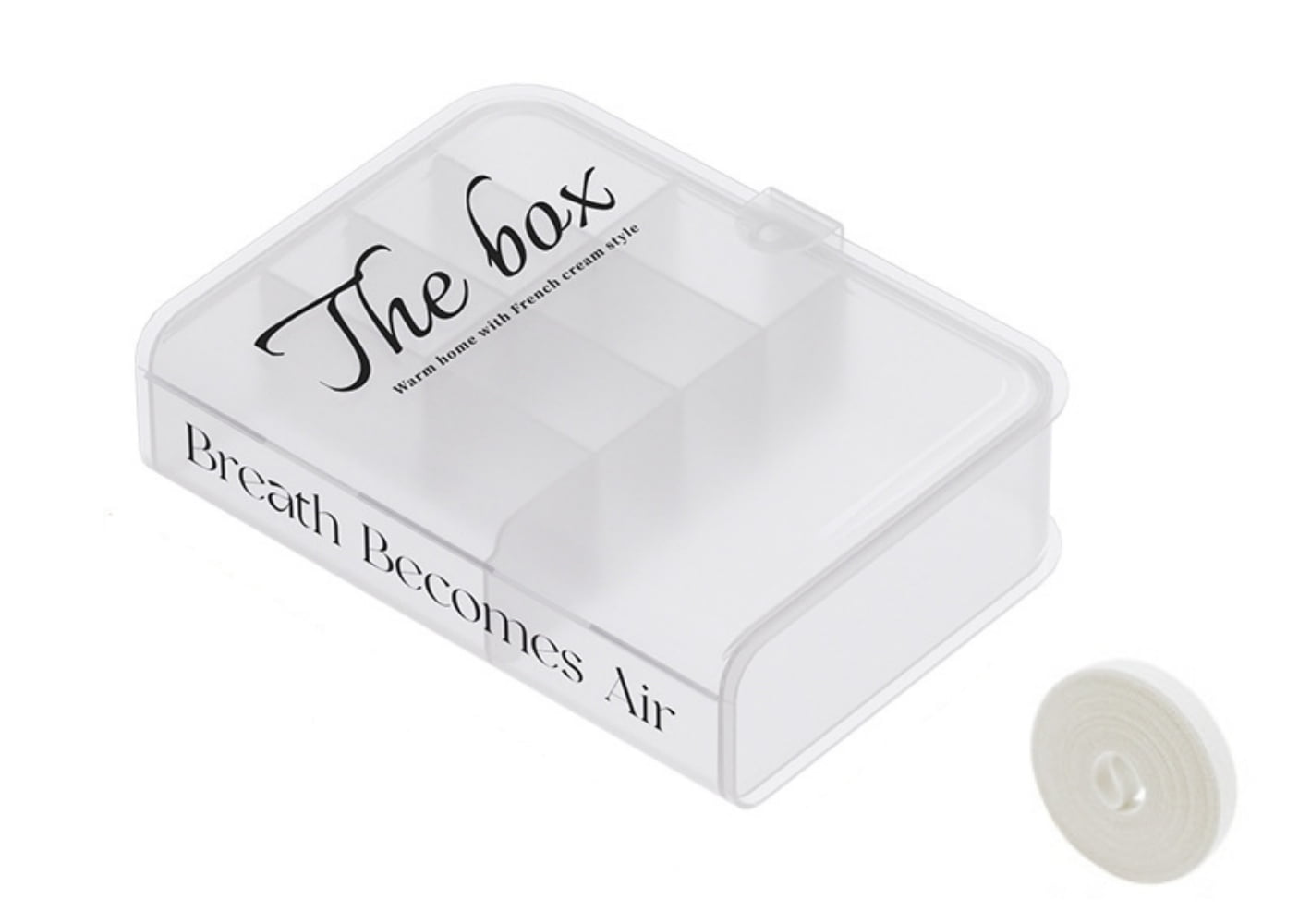 Plastic Cable Organizer Box with Lid and 8 Compartment, Boriyuan Cord Management Storage Case, Electronics Accessories Organizer for Home Office Desk, Drawer, Phone Charger, Wires (Transparent White)
