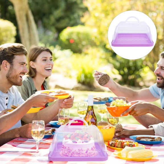 ETHZZLE Cake Carrier Violet 1Pcs 9.8x9.8x4.7in Plastic With Handle