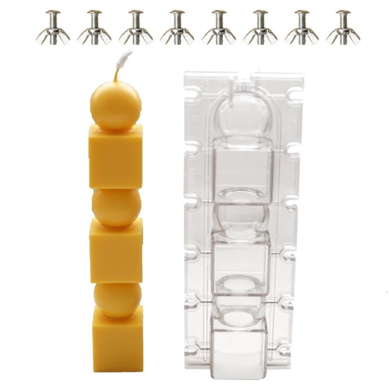 Plastic Candle Mold Geometric Cylinder Candle Making Molds DIY Handmade Beeswax