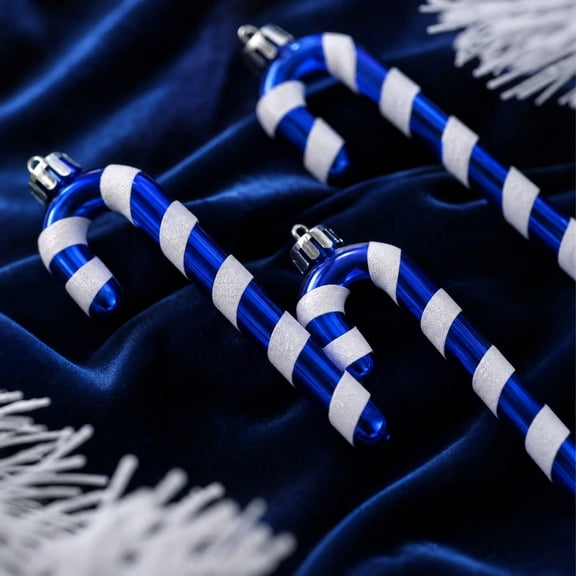 Plastic Candy Cane Ornaments 4.9 in 6 Pack, Shatterproof Striped Baubles for Christmas Tree Wreath Decor
