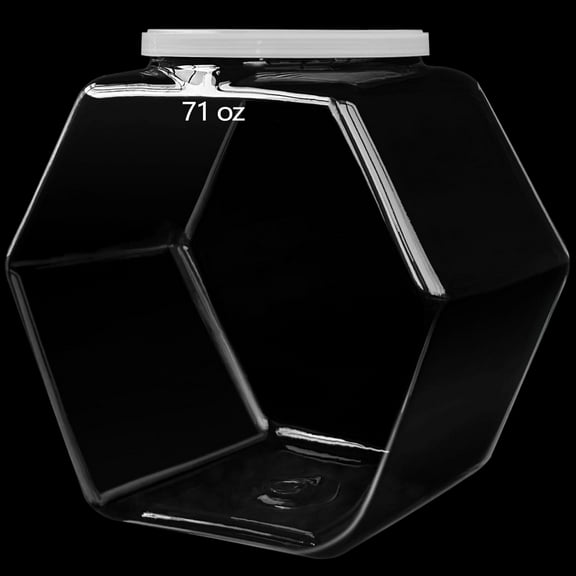 Plastic Candy Jar Hexagon Cookie Jars for Kitchen Clear Hexagonal Containers with Lids for Dry Food Candy Snacks Cookie Craft Laundry Pod(1 Pcs)
