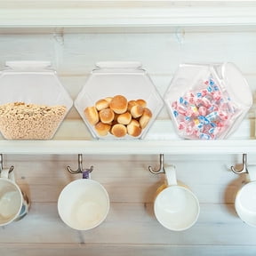 Plastic Candy Jar,Hexagon Cookie Jars for Kitchen,Clear Hexagonal Containers with Lids for Dry Food,Candy,Snacks,Cookies,Craft,Laundry Pod(1 Pcs)