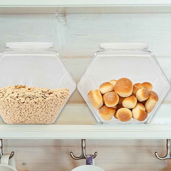 Plastic Candy Jar, Hexagon Cookie Jars for Kitchen, Clear Hexagonal Containers with Lids for Dry Food, Candy, Snacks, Cookies, Craft, Laundry Pod