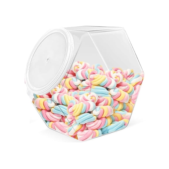 Plastic Candy Jar,TGY 51oz Hexagon Cookie Jars for Kitchen, Clear Hexagonal Containers with Lids Plastic Dry Food Jar for Candy,Snacks,Cookies,Craft,Laundry Pod(1 Pcs)