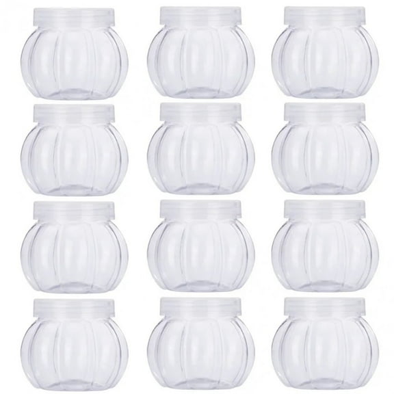 Plastic Candy Jars 12Pcs Pumpkin Cookie Jars with Lids Food Storage Container Reusable Candy Container for Snacks Candy Cookie