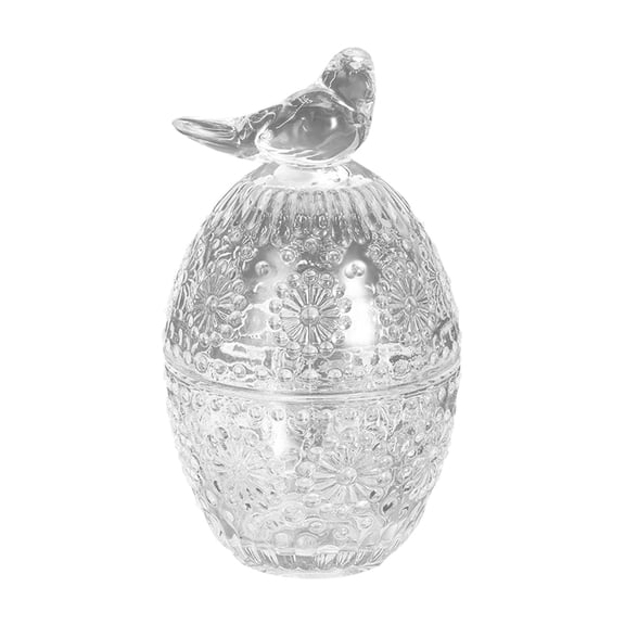 Plastic Candy Storage Jar,Candy Jar wtih Easter Bird Lid,Transparent Embossed Jewelry Box,Holiday Candy Storage Container,6.1x3.54 inch Decorative Storage Can for Kitchen Bathroom (Clear)
