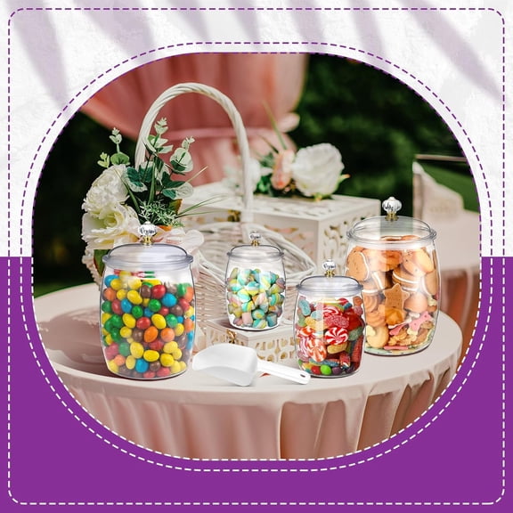 Plastic Candy and Cookie Jars with Lids Clear Airtight Apothecary Storage Container for Home Kitchen Bar
