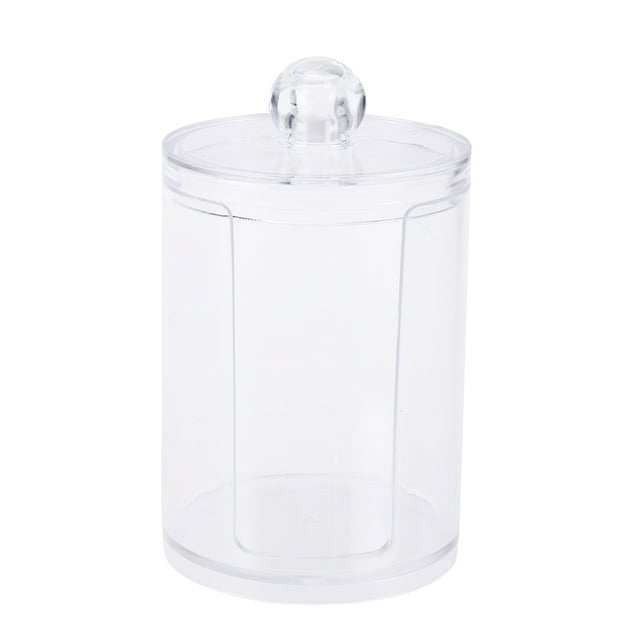 Plastic Canister Clear Cotton Swab Organizer Storage Case Round