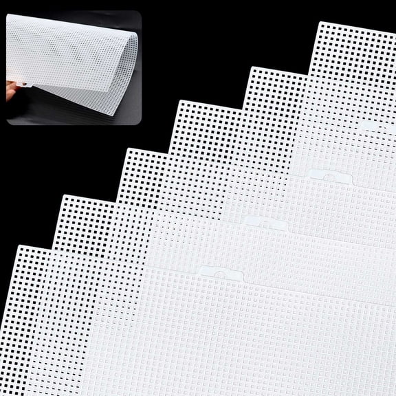 Canvas Sheets 7 Count Clear Mesh Grid Sheets for Embroidery Cross Stitch DIY Craft Sewing Projects 13.19" x 10.24"