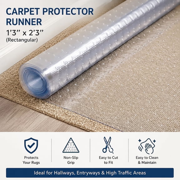Plastic Carpet Runner 27 x 15 Inch Area Rug for Doorway, Carpet Protector Mat for Pets, Scratch-Resistant Floor Covering, Protects Against Spills and Stains