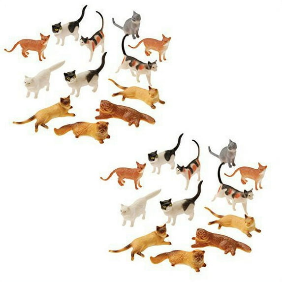 Plastic Cat Figures 24 Count 2 Assorted Styles 2 Packs Of 12 Each
