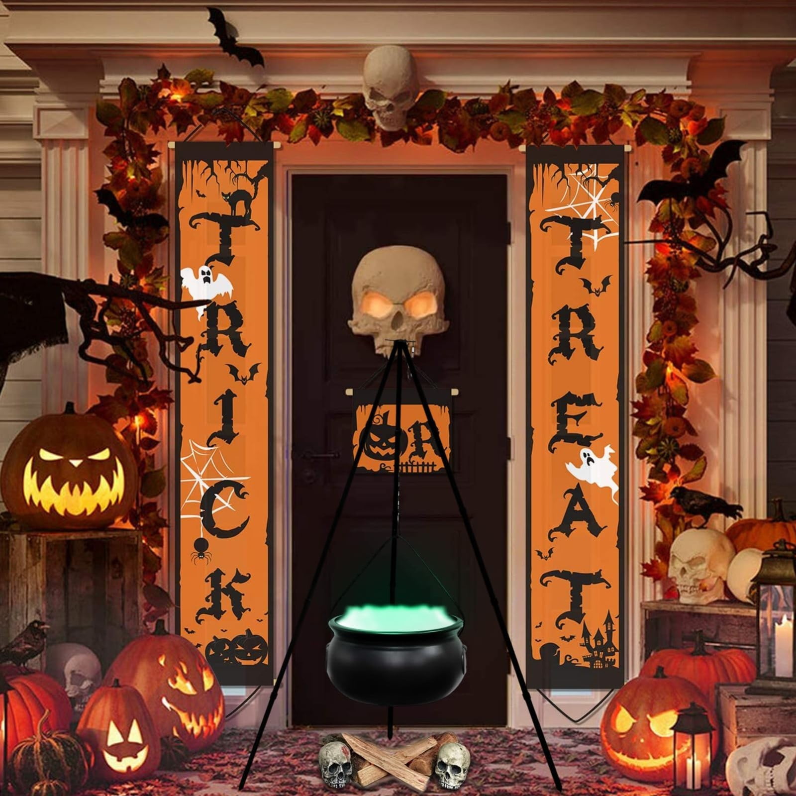 Halloween Floating Cauldron Decor With Fog & Light - Magic Potion Bottle Indoor Decoration