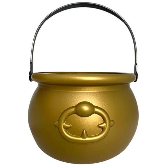 Cauldron Kettle for Halloween, Large Pot of Gold Bucket for Table Decorations Centerpieces, Halloween Party Prop for Candy and Decor,7.6x5.3 Inch