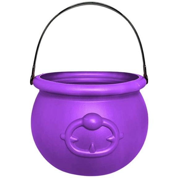 Plastic Cauldron Kettle for Halloween, Large Pot of Gold Bucket for Table Decorations Centerpieces, Halloween Party Prop for Candy and Decor,7.6x5.3 Inch