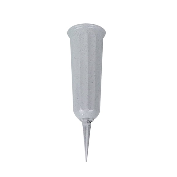 Plastic Cemetery Vase with Stake, Outdoor Memorial Flower Holder 9.84 in for Grave Site Floral Arrangement, Patio Garden Decor, Gray