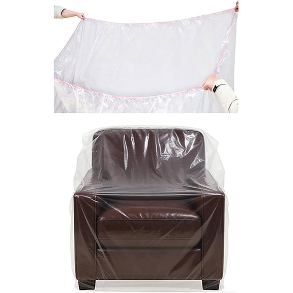 Plastic Chair Cover Furniture Cover with Elastic Band, Clear Recliner Cover Protector for Moving and Storage, Waterproof & Dustproof Moving Bags for Armchair Slipover 34W x 42D x 48H Inches (Chair)