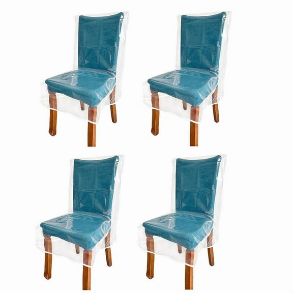 Plastic Chair Covers for Dining Chairs Waterproof Thick Dining Chair Covers Dustproof, Anti Sauce, Cat Scratching 4pack
