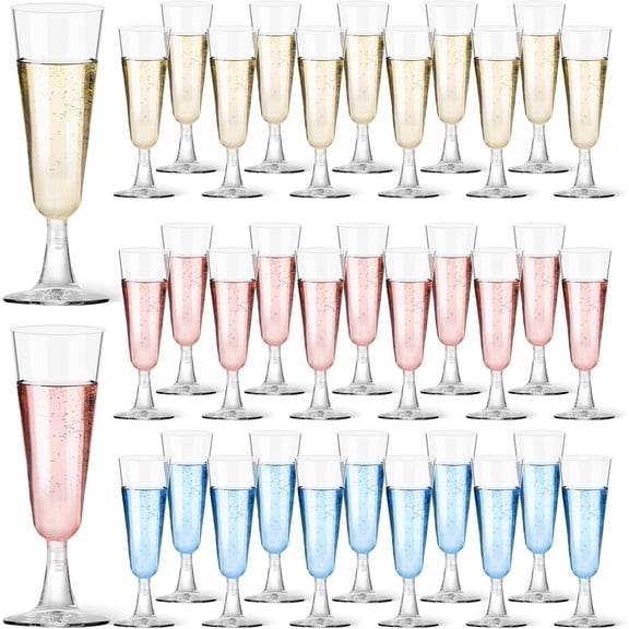 40 pack plastic champagne cups, 5.5 oz transparent disposable plastic champagne cups, wine glasses, suitable for weddings celebrations birthday parties Valentine's Day wine tasting New Year's Eve par