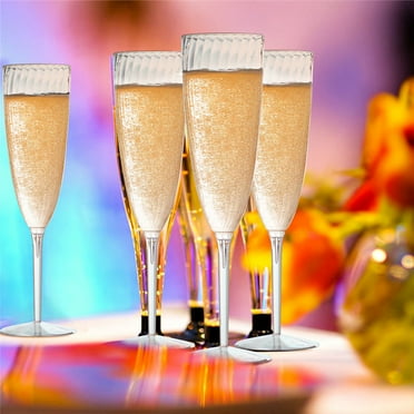 Plastic Champagne Flutes,Clear Disposable Wine Glasses ,Reusable Plastic Cocktail Cups for Home Daily Life Party Birthday Wedding Toasting Drinking Champagne,Disposable Plastic Champagne Glass