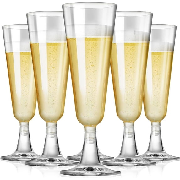 Plastic Champagne Flutes Disposable Champagne Glasses 20 Pack 5.5 Oz Clear Plastic Mimosa Glasses Acrylic Wedding Toasting Cups for Baby Shower Birthday Party Supplies Bar Cocktail Cups