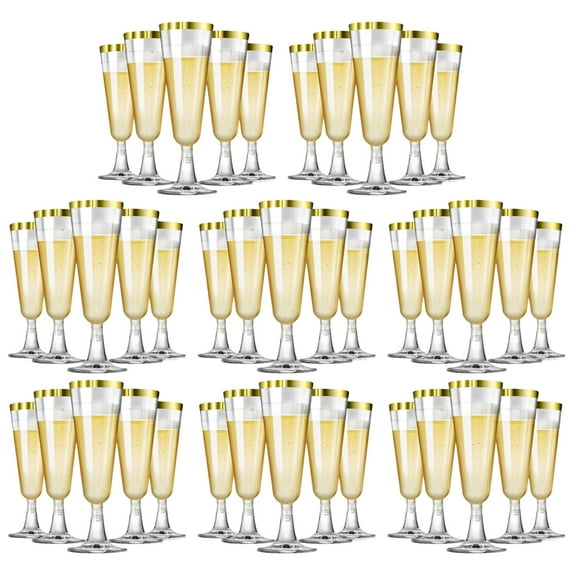 Plastic Champagne Flutes Plastic Mimosa Glasses 40 Pack ,Disposable Champagne Glasses Clear Acrylic Wedding Toasting Glasses for Party Cocktail Cups Bulk Supplies - Gold edge