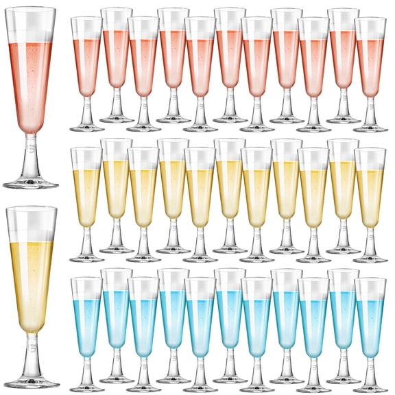Plastic Champagne Flutes, Qissep 50 Pack 5 oz Clear Disposable Champagne Glasses for Wedding Celebration Birthday Party Wine Tasting New Years Eve Party Supplies
