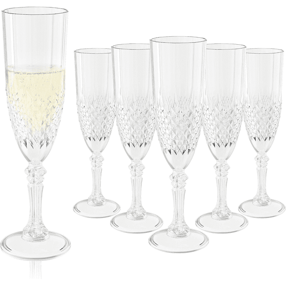 Plastic Champagne Glasses Bulk, Reusable Unbreakable Acrylic Champagne Flutes for Weddings, Bridal Showers & Events