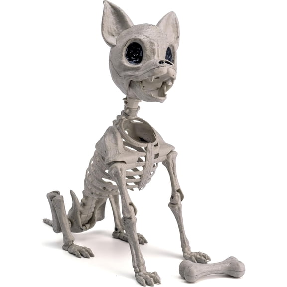 Plastic Chihuahua Dog Skeleton Halloween Decorations 12.6 inches Plastic Puppy Bones Skeleton with Posable Joints for Halloween Indoor Outdoor, Graveyard Party Decor