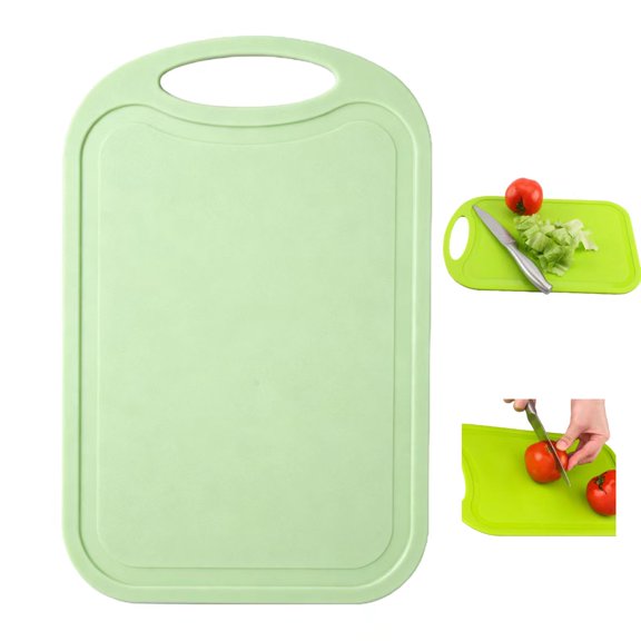 Plastic Chopping Block Meat Vegetable Cutting Board Non- Anti Overflow With Hang Hole Chopping Board, Non-Slip Kitchen Chopping Board for Meat Vegetables Fruit（Green）
