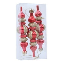 Plastic Christmas Ball Drop Finial Ornaments Holiday Trees Wreaths & Garland Decor Red Color (3 Pieces)