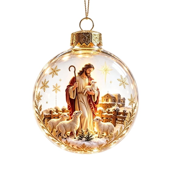 Plastic Christmas Ball Ornaments Nativity Scene Holy Family Hanging Decor Religious Christmas Tree Decoration