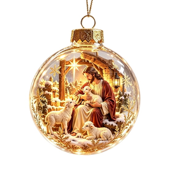 Plastic Christmas Ball Ornaments Nativity Scene Holy Family Hanging Decor Religious Christmas Tree Decoration