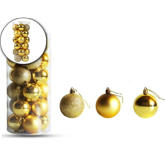 Plastic Christmas Balls 24pcs Ball Ornaments Xmas Decorations Shatterproof Christmas Tree Decorations Hanging Balls for Christmas Tree Holiday Decoration