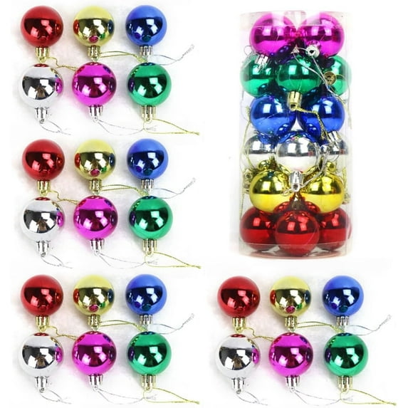 Plastic Christmas Balls,Happon 24Pcs Christmas Baubles Christmas Tree Decorations Ornaments Xmas Tree Balls for Xmas Tree Hanging Decoration Festival Holiday Wedding Party Decor (4cm, Colorful)