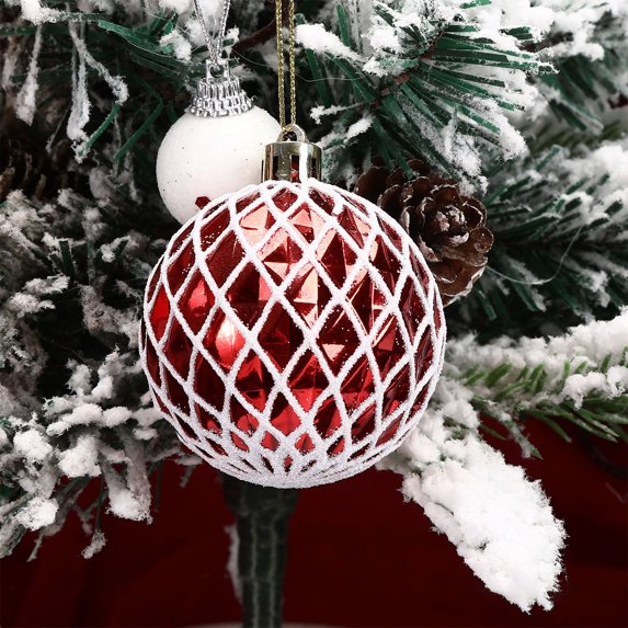 Plastic Christmas Baubles, 6-Piece Shatterproof Ornament Set for Holiday Tree Decor