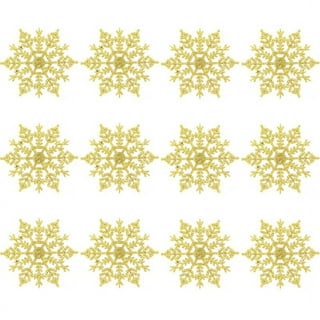 12 Ct ROSE GOLD GLITTER Snowflakes Colorful Snowflakes for Diy Gift Tags  Garlands Christmas Ornaments Blush Tea Pink Christmas Decorations 